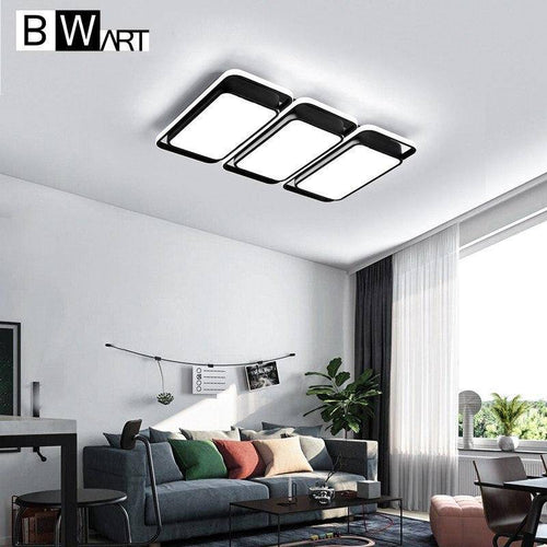 Plafonnier design LED rectangle et bords arrondis noir et blanc Bwart