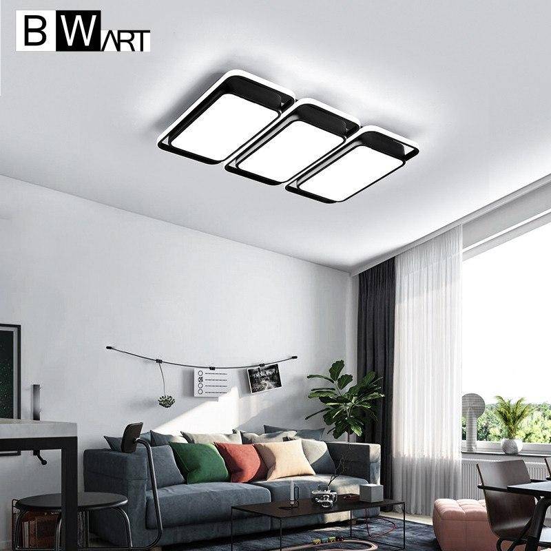 LED ceiling lamp rectangle with rounded edges black and white Bwart