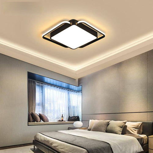 Square LED ceiling lamp with rounded edges black and white Bwart