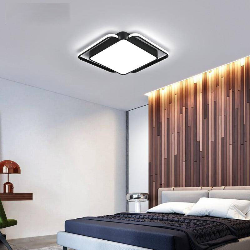 Plafonnier design LED carré et bords arrondis noir et blanc Bwart - vue 3 sur 6