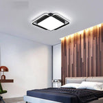 Plafonnier design LED carré et bords arrondis noir et blanc Bwart