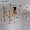 Suspension design avec lampes suspendues sur corde Dining