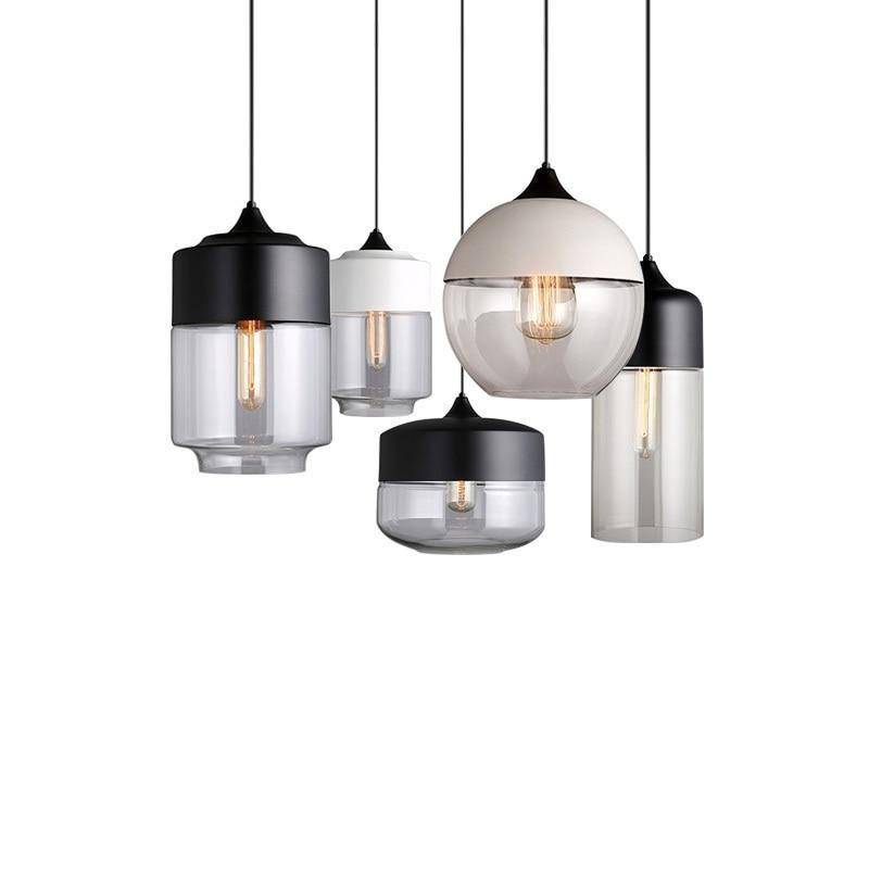 pendant light modern glass and metal design (several shapes)