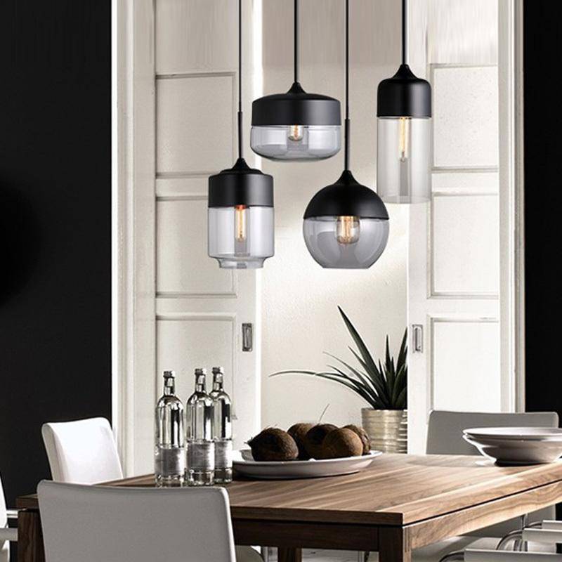 pendant light modern glass and metal design (several shapes)