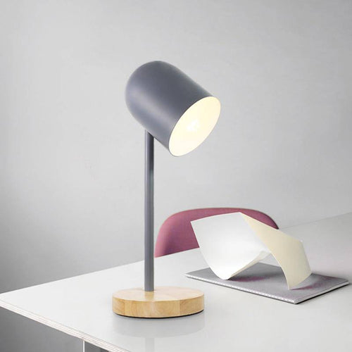 Japanese metal and wood bedside lamp