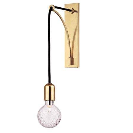 Lámpara de pared design oro con bombilla colgante
