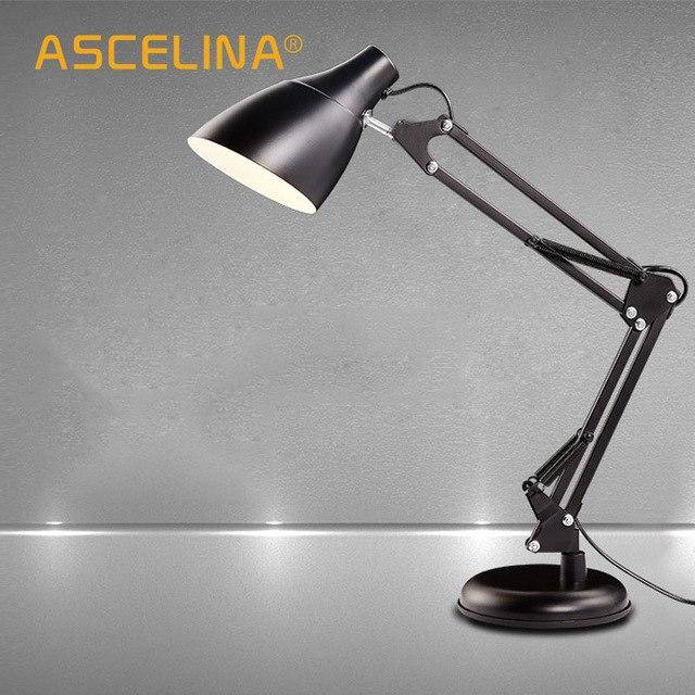 Reading desk lamp with adjustable metal articulated arm