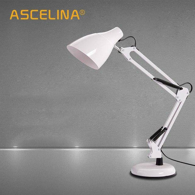 Reading desk lamp with adjustable metal articulated arm