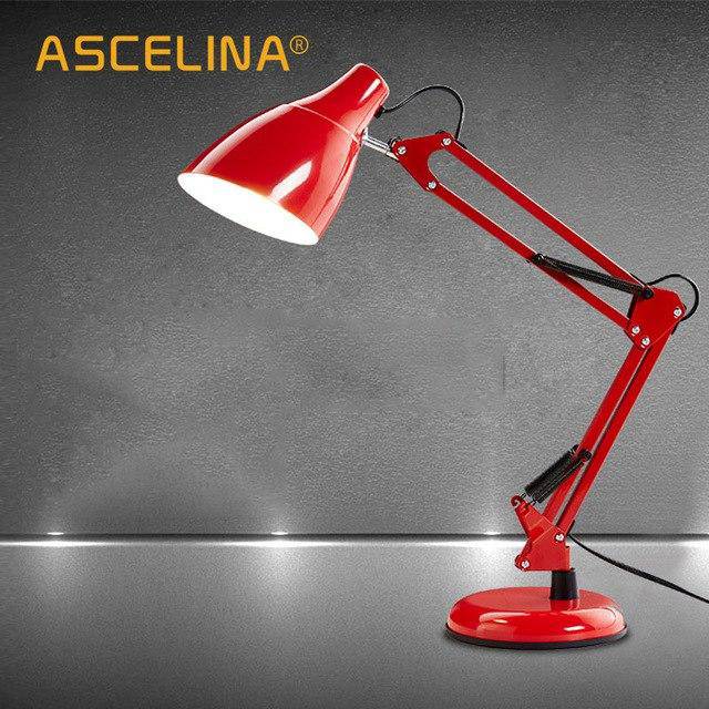 Reading desk lamp with adjustable metal articulated arm