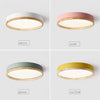 Plafonnier LED rond en métal de couleur et bois Shape