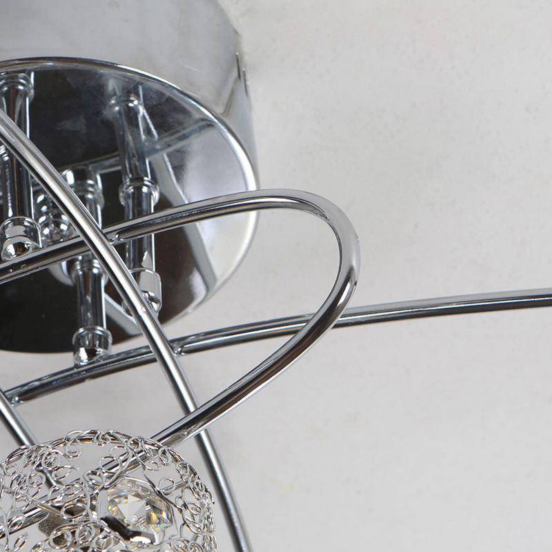 Plafonnier chromé et cristal en aluminium - vue 5 sur 8