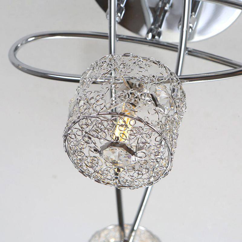 Plafonnier chromé et cristal en aluminium