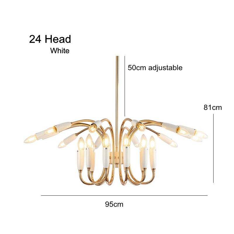 Design chandelier with rounded golden arm Head