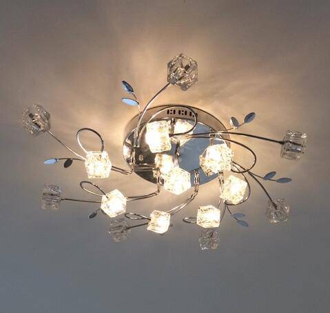 Plafonnier LED chromée avec cubes en verre - vue 5 sur 7