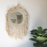 Miroir mural décoratif rond en tissu tombant