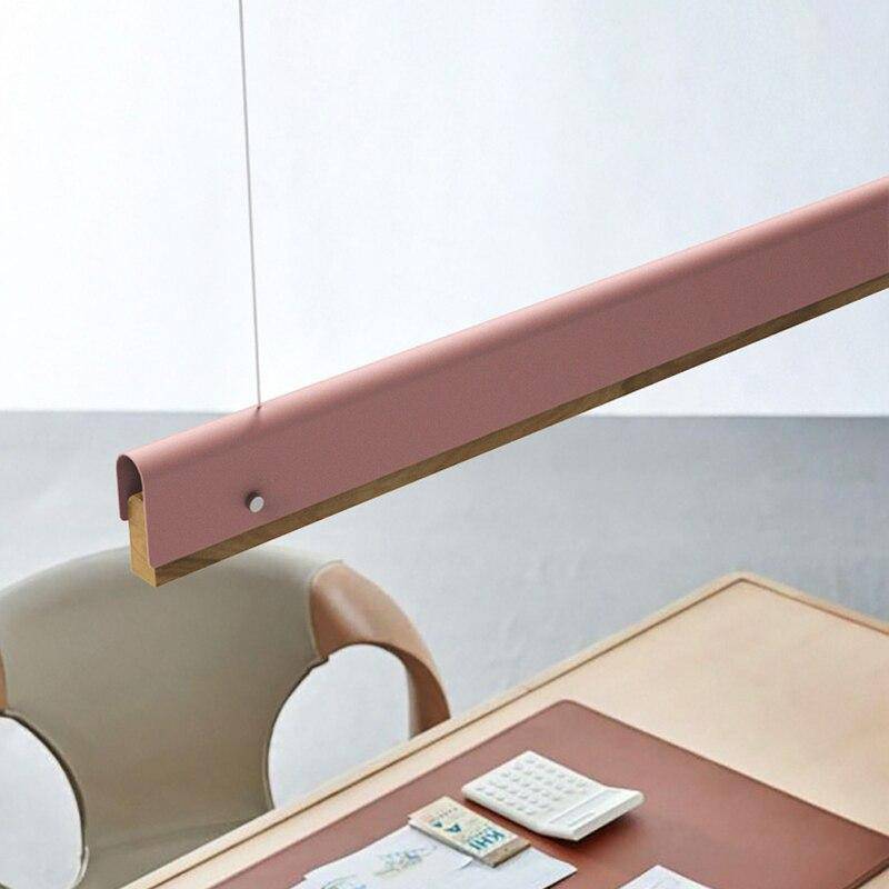 Suspension moderne LED avec finitions bois et métal coloré