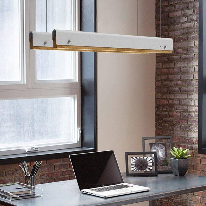 Suspension moderne LED avec finitions bois et métal coloré