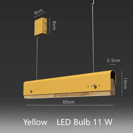 Suspension moderne LED avec finitions bois et métal coloré