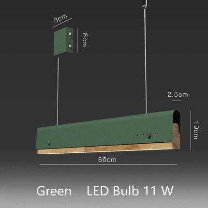 Lámpara de suspensión LED moderno con acabados de madera y metal de color