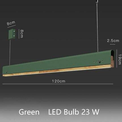 Lámpara de suspensión LED moderno con acabados de madera y metal de color