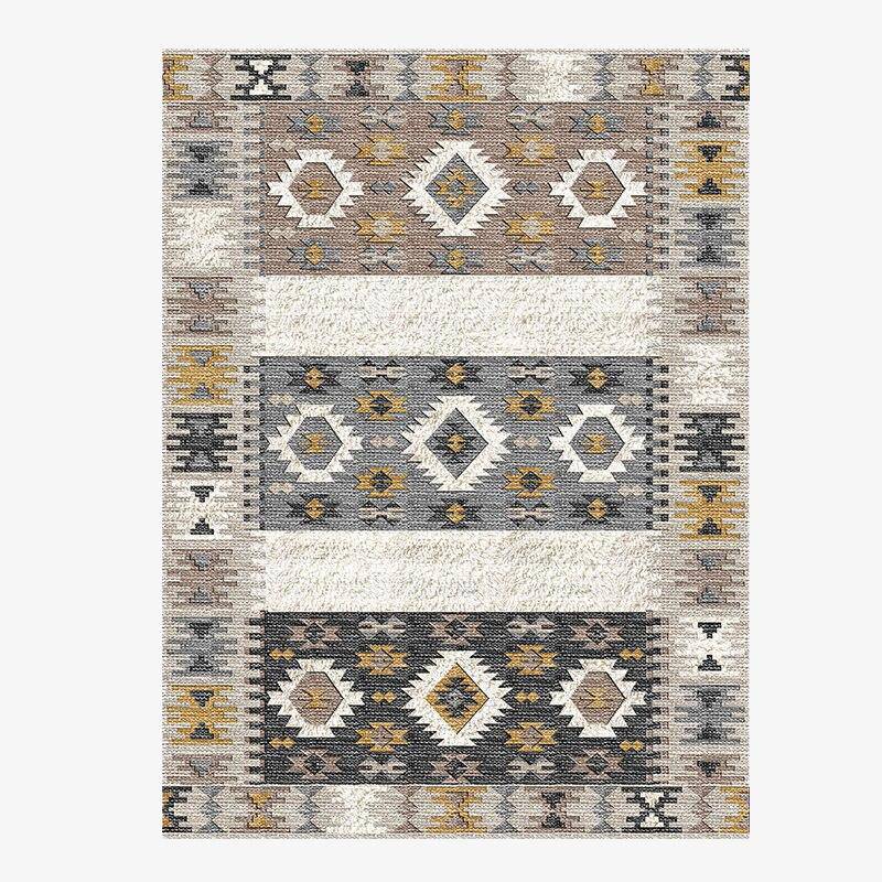 Tapis rectangle berbère marron et beige Shen