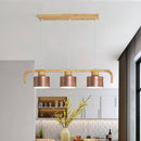 Suspension moderne à LED en bois et abat-jour (plusieurs couleurs)