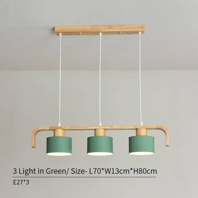 Suspension moderne à LED en bois et abat-jour (plusieurs couleurs) - vue 6 sur 15