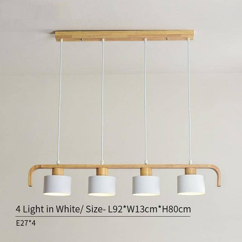 Suspension moderne à LED en bois et abat-jour (plusieurs couleurs)
