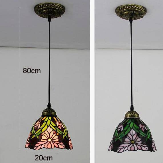 Lámpara de suspensión Retroiluminación LED con pantalla de cristal con diseño de flores