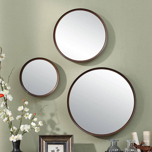Espejo de pared redondo de madera (varios tamaños)