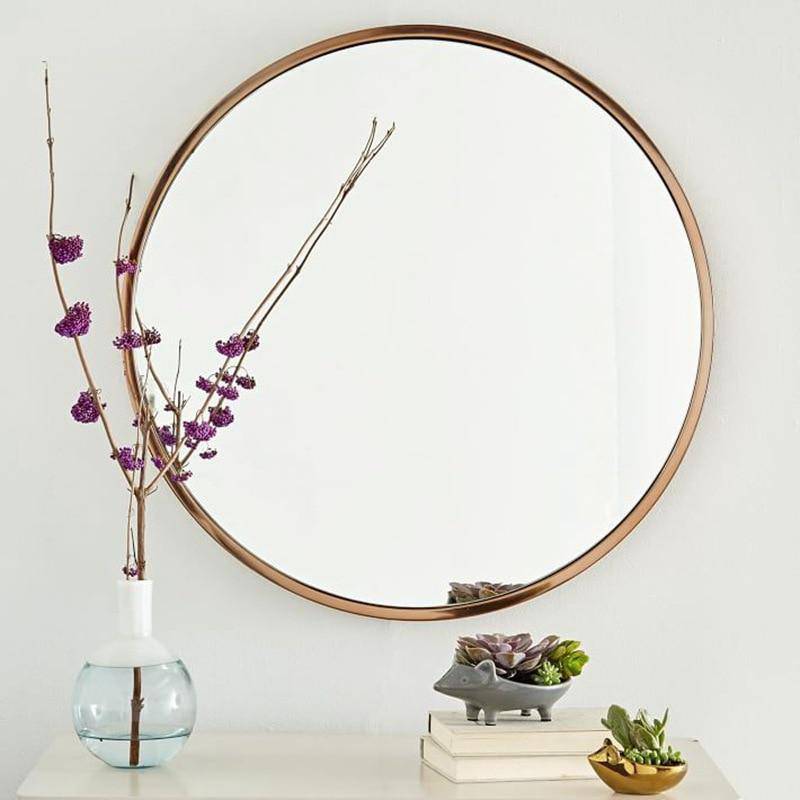 Miroir mural rond en métal Retro