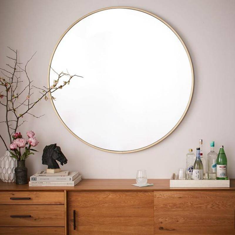 Miroir mural rond en métal Retro
