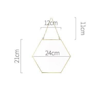 Espejo decorativo de pared hexagonal con borde de madera Geométrico