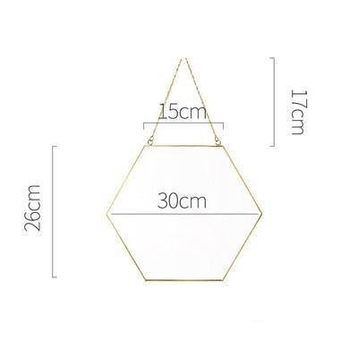 Miroir mural décoratif hexagonal à bordure en bois Geometric