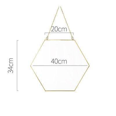 Espejo decorativo de pared hexagonal con borde de madera Geométrico