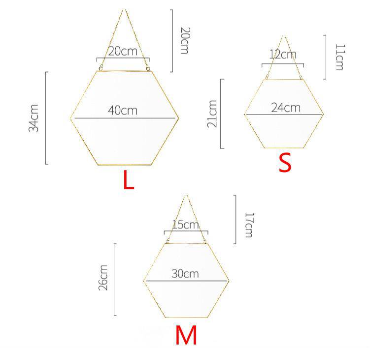 Espejo decorativo de pared hexagonal con borde de madera Geométrico