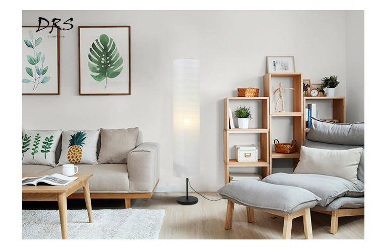 Floor lamp modern with lampshade cylindrical paper Floor