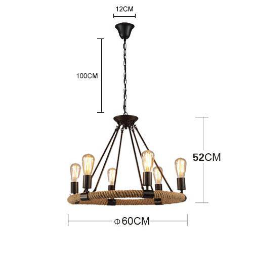 Lustre rustique avec corde et bras métaliques