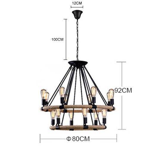 Rustic chandelier with rope and metal arms