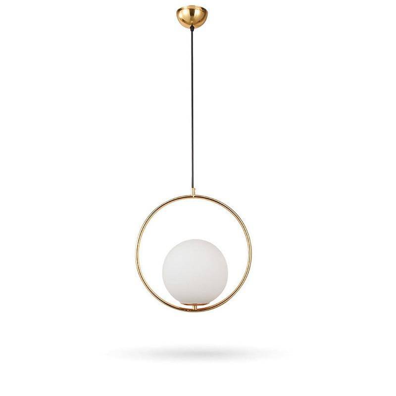 Suspension design rond et boule de verre