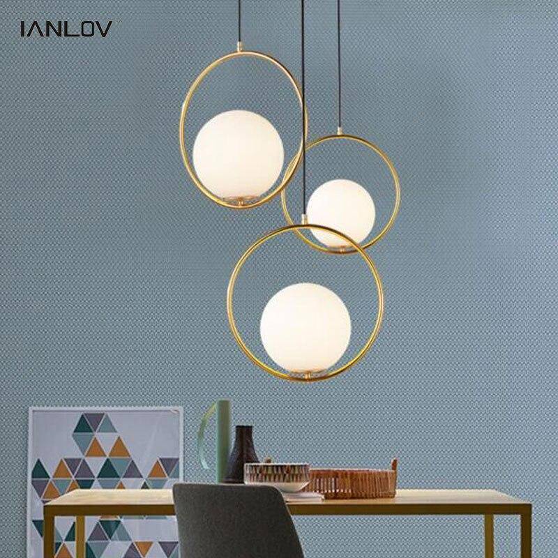 Suspension design rond et boule de verre - vue 2 sur 5