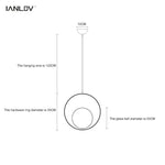 Suspension design rond et boule de verre