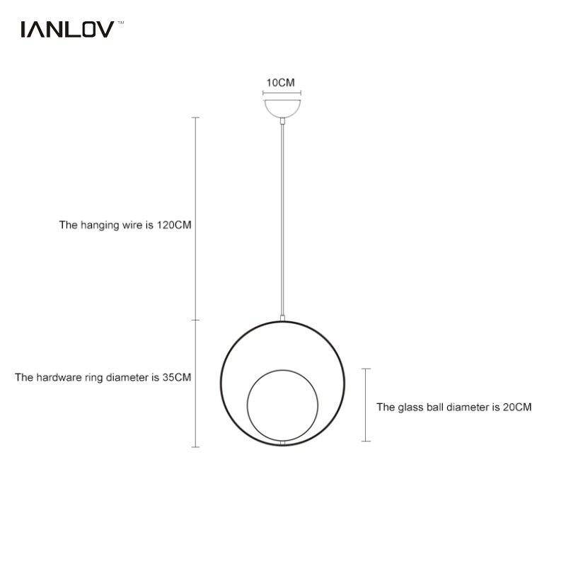 Suspension design rond et boule de verre