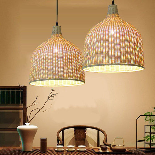 pendant light in LED rattan with lampshade rounded Hang