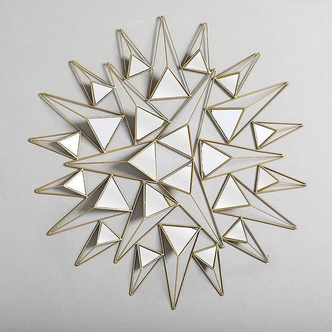 Grand miroir mural design à triangles 3D