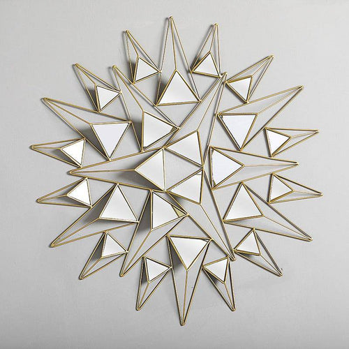 Large wall mirror with 3D triangles