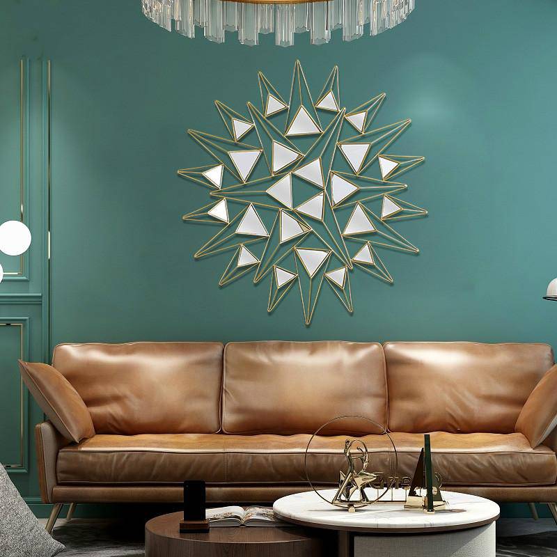 Grand miroir mural design à triangles 3D