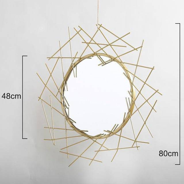 Grand miroir mural design à barres dorées