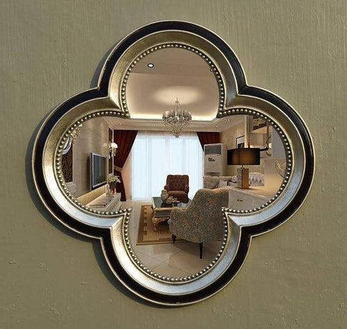 Miroir mural décoratif trèfle à 4 feuilles rétro