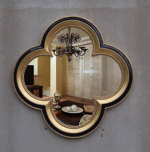 Miroir mural décoratif trèfle à 4 feuilles rétro